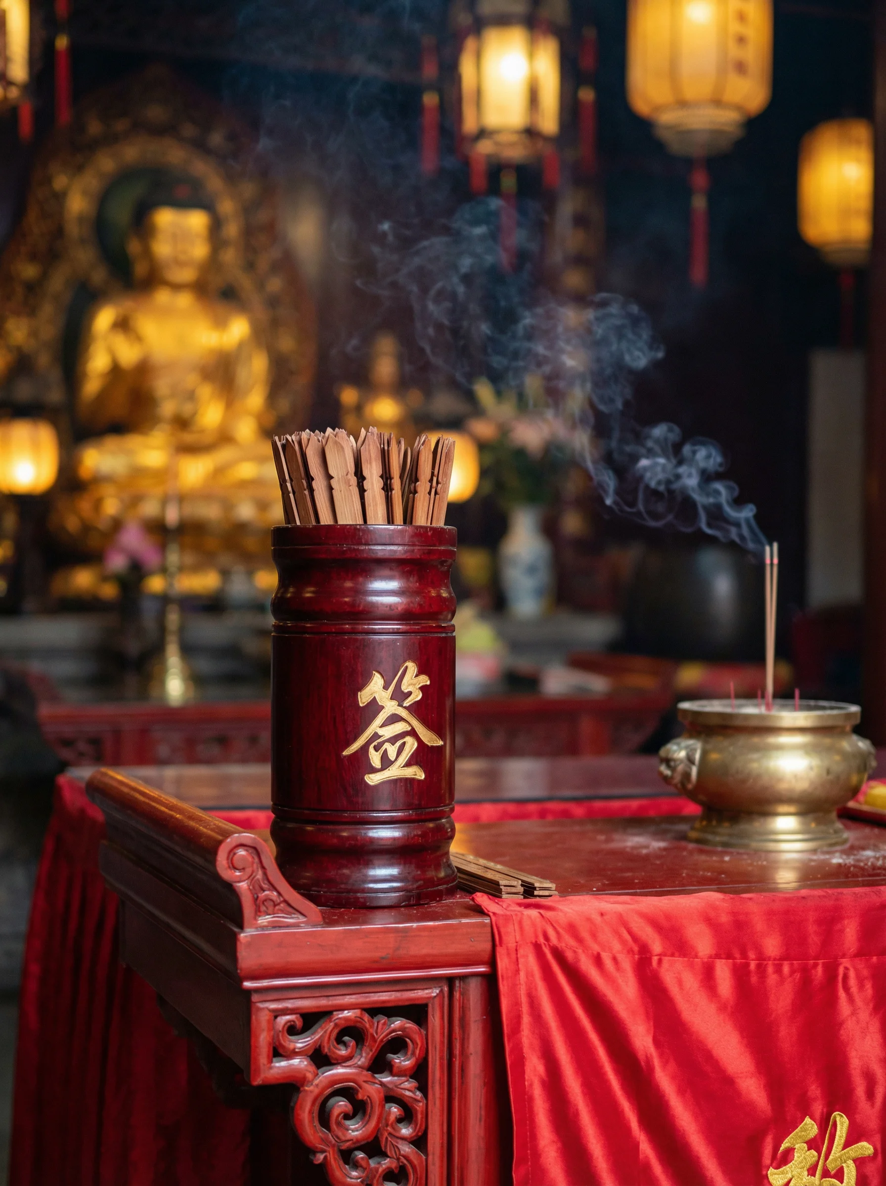 摇签选号亭签筒摇晃动画 - 天空彩